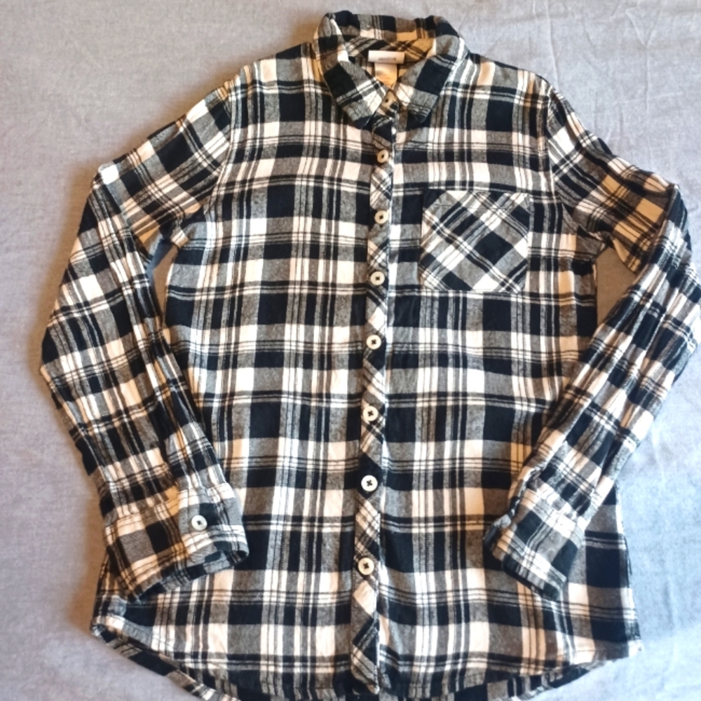 Girls justice size 8 button up flannel shirt